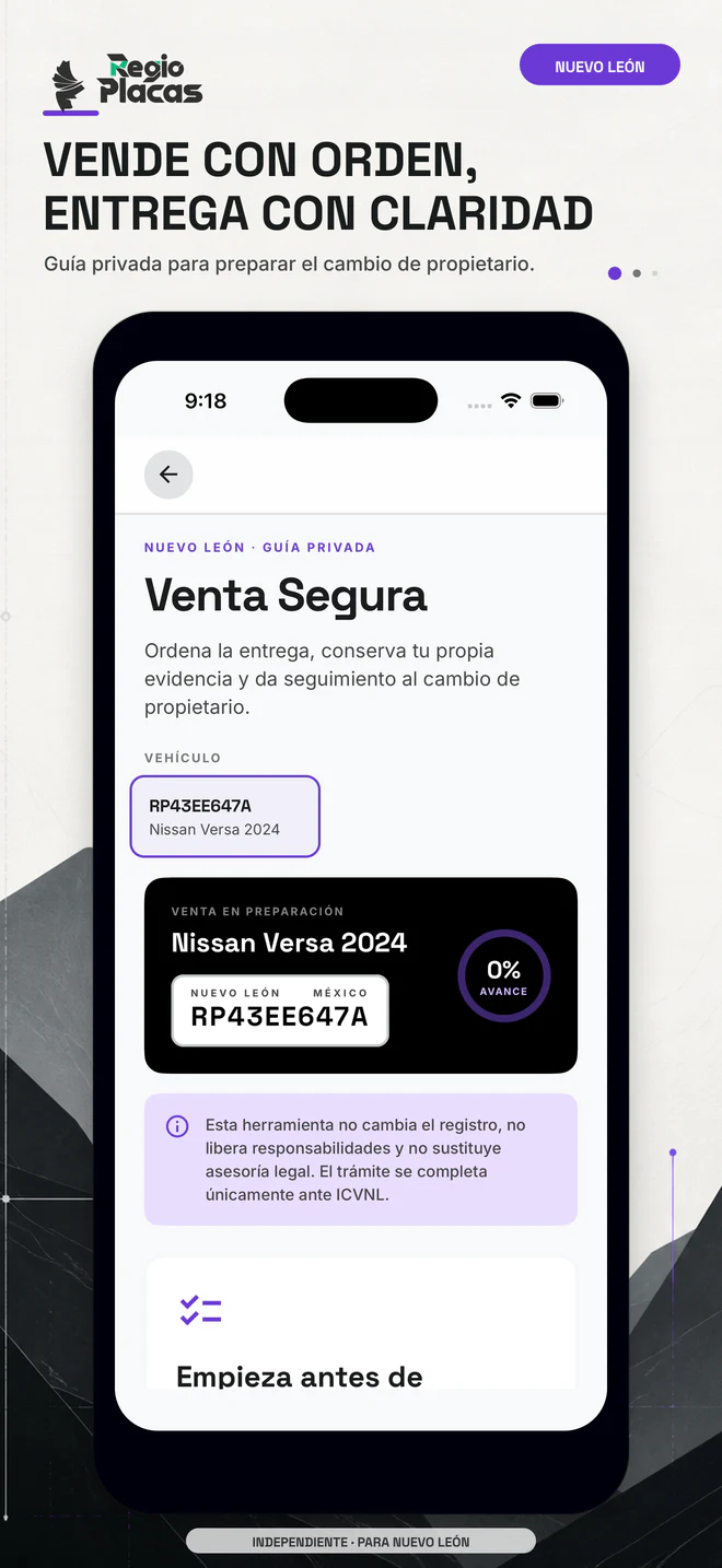 Pantalla real de Venta Segura para organizar un cambio de propietario